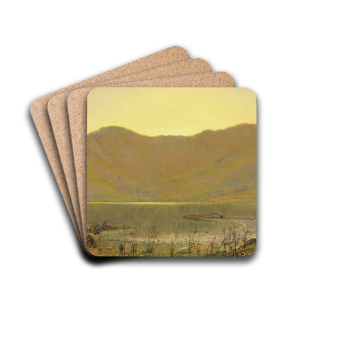 Sun-dip, the home of the heron by John Atkinson Grimshaw Drink Coasters - set of 4
