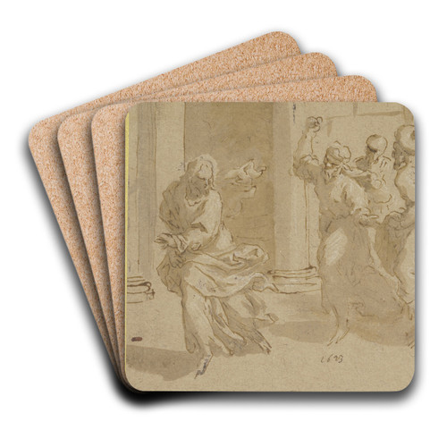 Christus entweicht vor den Pharisern by Jacopo Palma il Giovane Art Drink Coaster set