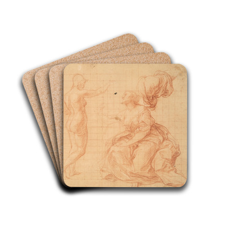 Studies for 'Hercules at the Crossroads' and for the'Nativity' by Pompeo Batoni Drink Coasters - set of 4