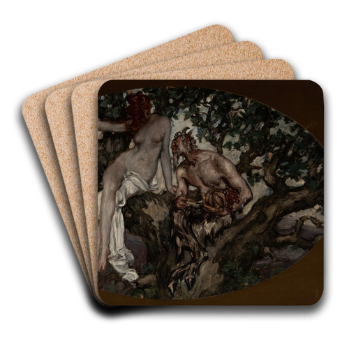 Flirtation by Albert Beck Wenzell Art Drink Coaster set