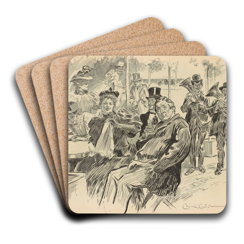 At the caf de lhorloge by Charles Dana Gibson Art Drink Coaster set At the caf de lhorloge by Charles Dana Gibson Art Drink Coaster set