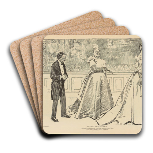 At their ambassadors by Charles Dana Gibson Art Drink Coaster set