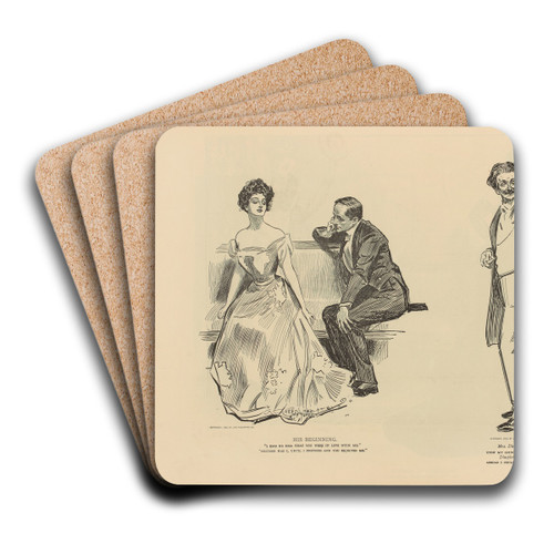 His beginning by Charles Dana Gibson Art Drink Coaster set
