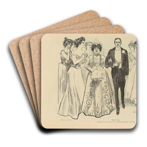 His cure by Charles Dana Gibson Art Drink Coaster set