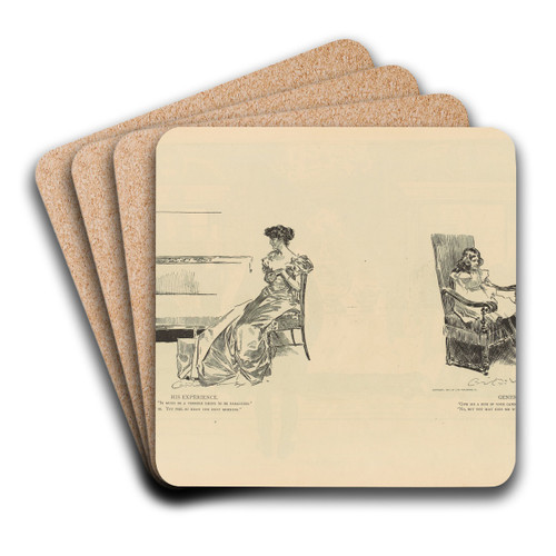 His experience by Charles Dana Gibson Art Drink Coaster set