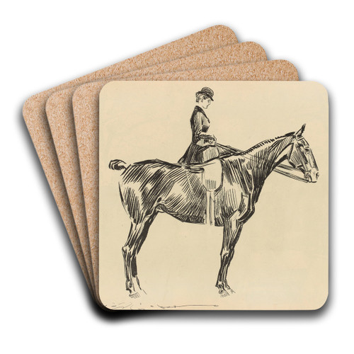 In the Row by Charles Dana Gibson Art Drink Coaster set
