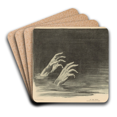 In the swim by Charles Dana Gibson Art Drink Coaster set