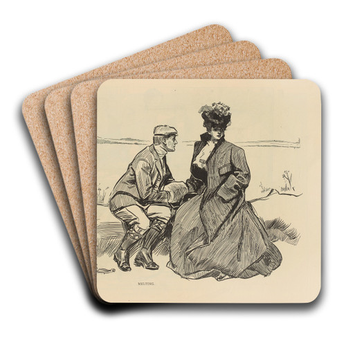 Melting by Charles Dana Gibson Art Drink Coaster set