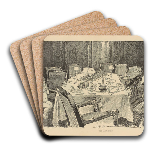 The last guest by Charles Dana Gibson Art Drink Coaster set