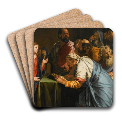 Christ Amongst The Pharisees by Flemish School Art Drink Coaster set