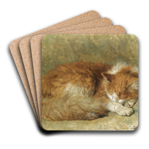 A sleeping cat by Henritte Ronner-Knip Art Drink Coaster set