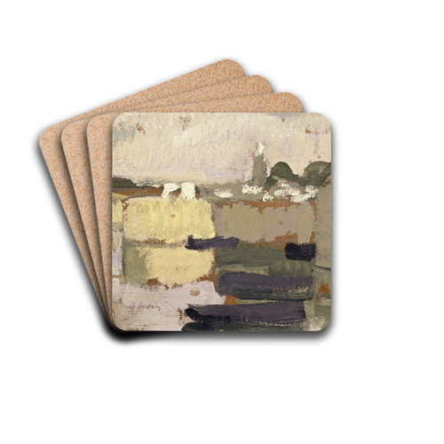 Village at the Water's Edge by Roger de La Fresnaye Drink Coasters - set of 4 Village at the Water's Edge by Roger de La Fresnaye Drink Coasters - set of 4