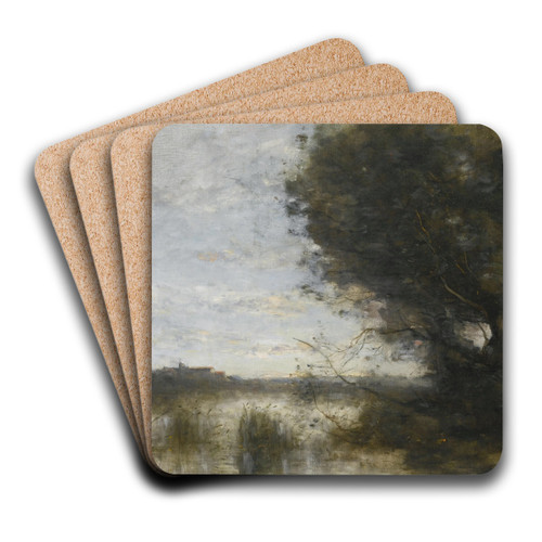 En plein marais by Jean-Baptiste-Camille Corot Art Drink Coaster set