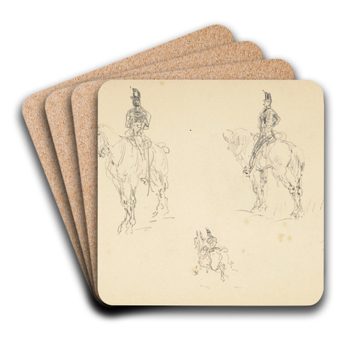 tude de cavaliers et de chevaux by Henri de Toulouse-Lautrec Art Drink Coaster set