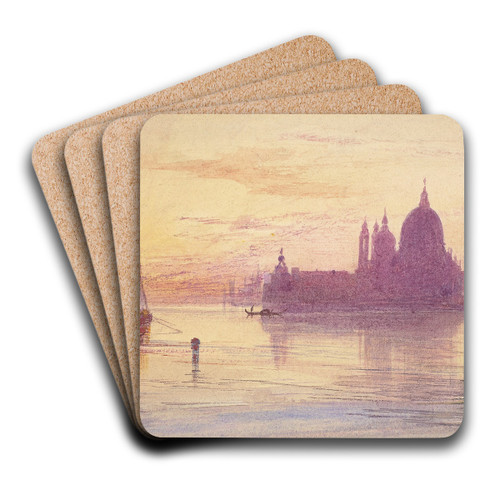 Santa Maria della Salute, Venice, at Sunset by Edward Lear Art Drink Coaster set