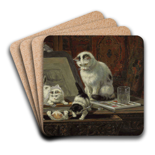 The Kitten's Art Lesson by Henritte Ronner-Knip Art Drink Coaster set