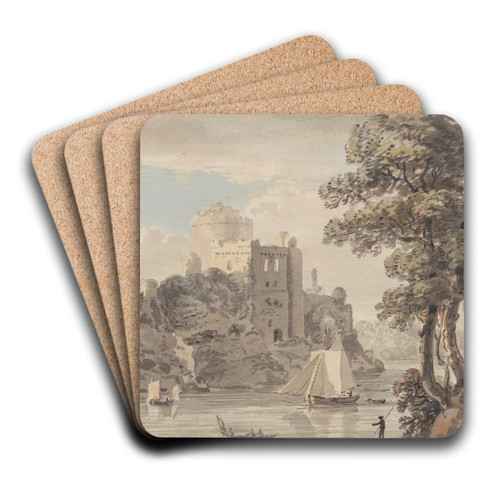 A Castle on a River by Paul Sandby Art Drink Coaster set
