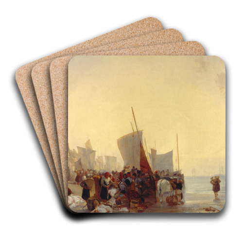 Fishmarket by Richard Parkes Bonington Art Drink Coaster set