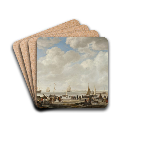 View of a Beach by Simon de Vlieger Drink Coasters - set of 4 View of a Beach by Simon de Vlieger Drink Coasters - set of 4