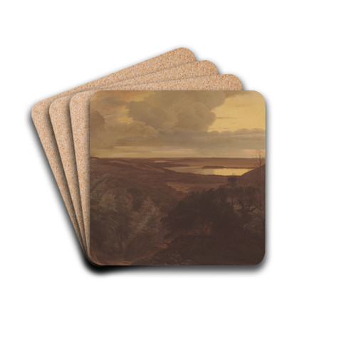 Late Evening near Himmelbjerget, Jutland by Vilhelm Kyhn Drink Coasters - set of 4 Late Evening near Himmelbjerget, Jutland by Vilhelm Kyhn Drink Coasters - set of 4