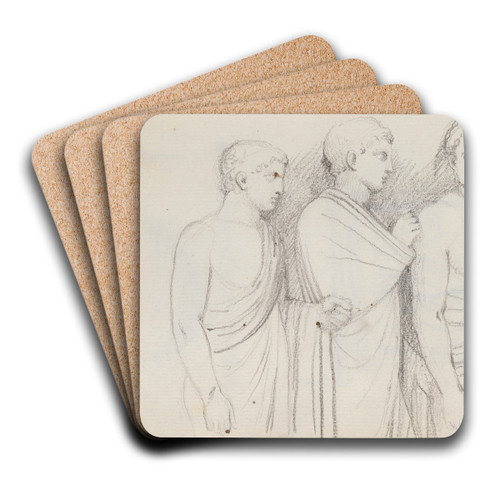 Three Male Figures, Three-quarter Length by John Flaxman Art Drink Coaster set