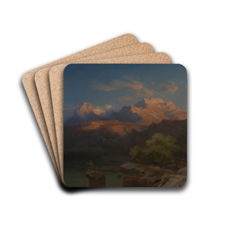 Landscape at dusk in Tyrol by Heinrich Funk Drink Coasters - set of 4