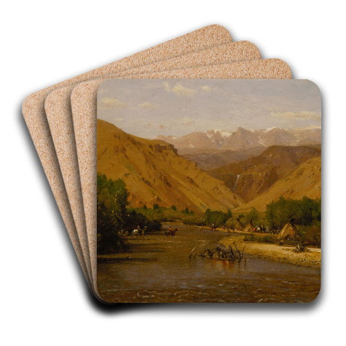 Indian Encampment by Worthington Whittredge Art Drink Coaster set