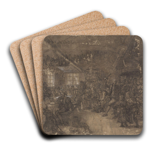 Bondebryllup i et interir by Adolph Tidemand Art Drink Coaster set Bondebryllup i et interir by Adolph Tidemand Art Drink Coaster set
