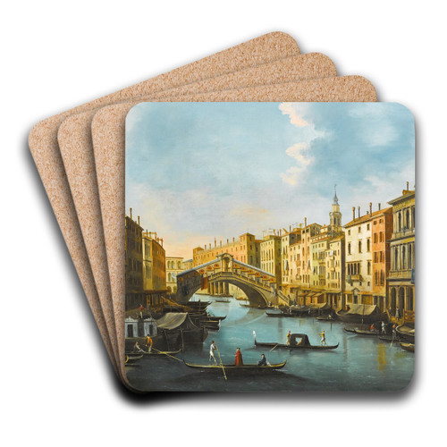 Venice, the Grand Canal with the Rialto bridge by Giuseppe Bernardino Bison Art Drink Coaster set