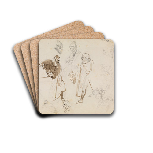 Studienblatt zu 'Faust' by Eugne Delacroix Drink Coasters - set of 4 Studienblatt zu 'Faust' by Eugne Delacroix Drink Coasters - set of 4
