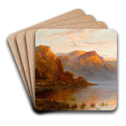 The Head of a Scotch Lake by Alfred de Branski Art Drink Coaster set