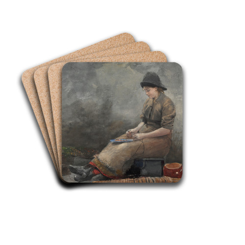 A Fishergirl BaitingLines by Winslow Homer Drink Coasters - set of 4