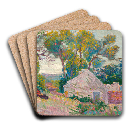 Femme dans un paysage by Hippolyte Petitjean Art Drink Coaster set