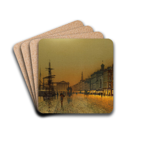 Greenock Harbour at night by John Atkinson Grimshaw Drink Coasters - set of 4