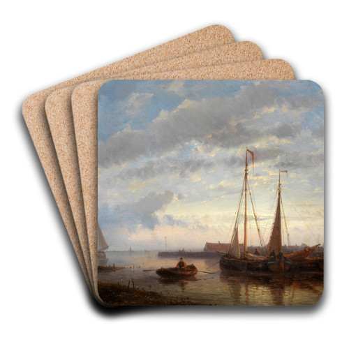Fishermen at sunset by Abraham Hulk Art Drink Coaster set