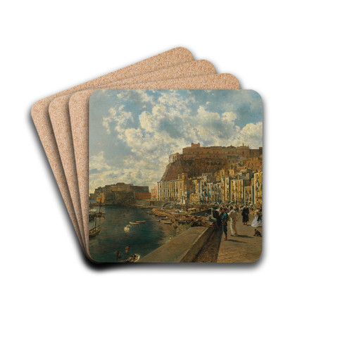 Am Strand von Santa Lucia in Neapel by Rudolf von Alt Drink Coasters - set of 4