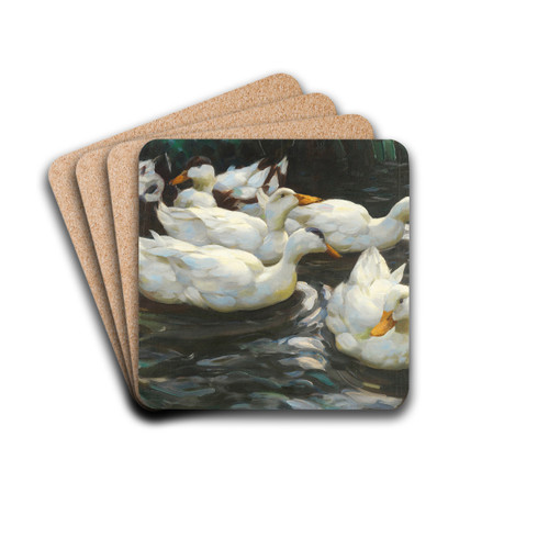 Sechs Enten im Wasser, by Alexander Koester Drink Coasters - set of 4