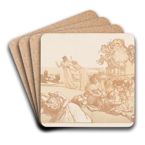 Bucolique Moderne 3 by Auguste Louis Lepre Art Drink Coaster set