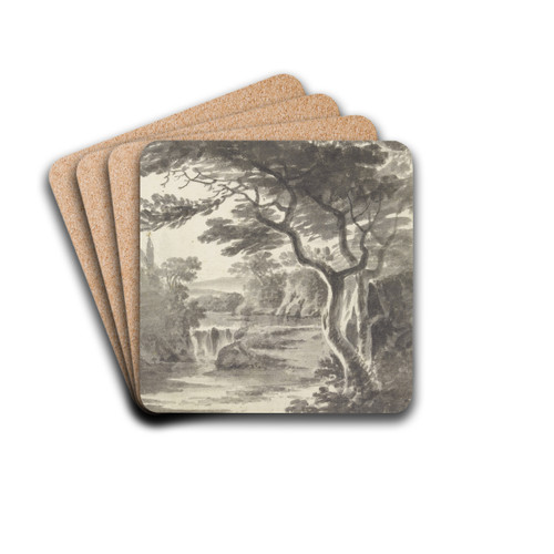 Waldlandschaft mit Wasserfall by Roelant Roghman Drink Coasters - set of 4