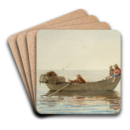 Three Boys in a Dory with Lobster Pots by Winslow Homer Art Drink Coaster set Three Boys in a Dory with Lobster Pots by Winslow Homer Art Drink Coaster set