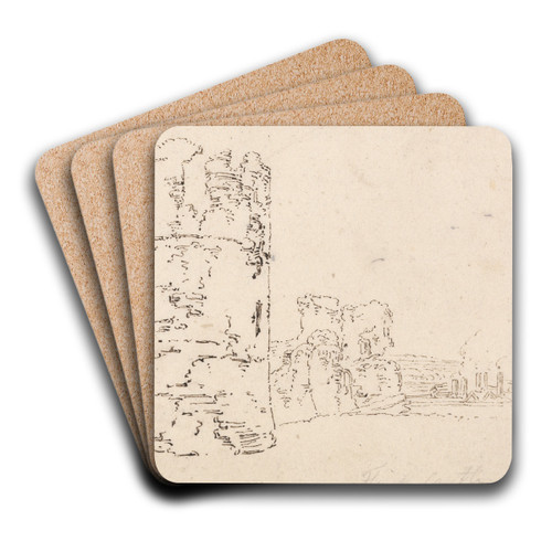 Flint Castle by Thomas Girtin Art Drink Coaster set