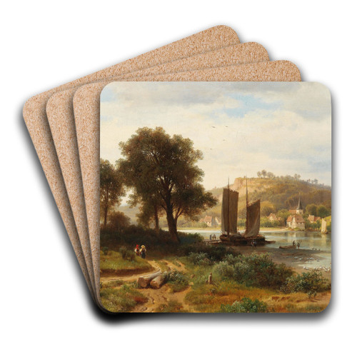 Village on the Main, near Wrzburg by Ludwig Halauska Art Drink Coaster set
