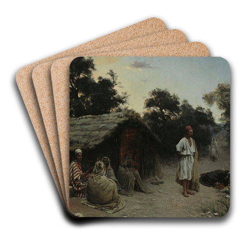 An Arab Encampment by Jean Baptiste Paul Lazerges Art Drink Coaster set An Arab Encampment by Jean Baptiste Paul Lazerges Art Drink Coaster set