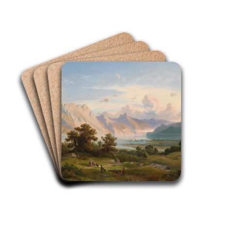 Blick auf Schloss Orth am Traunsee by Josef Mayburger Drink Coasters - set of 4