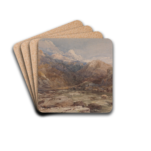 River Landscape in Wales by David Cox Drink Coasters - set of 4