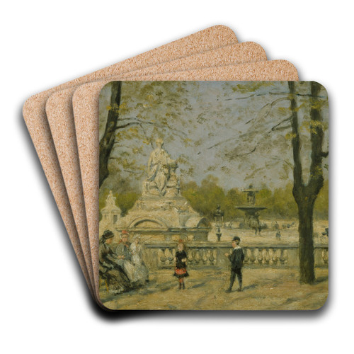 La place de la Concorde, vue de la terrasse des Tuileries by Stanislas Lpine Art Drink Coaster set