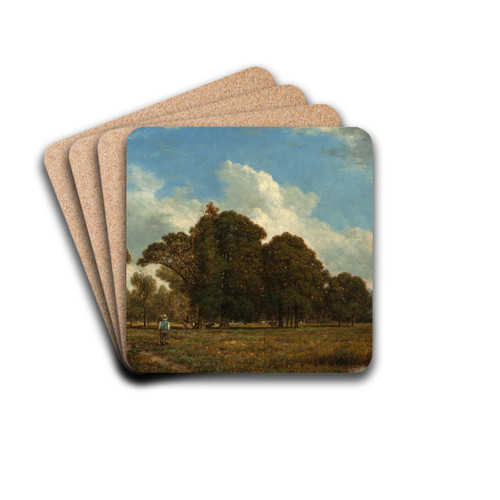 A Farm on the Genesee River by David Johnson Drink Coasters - set of 4