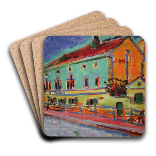 Houses in Dresden by Ernst Ludwig Kirchner Art Drink Coaster set