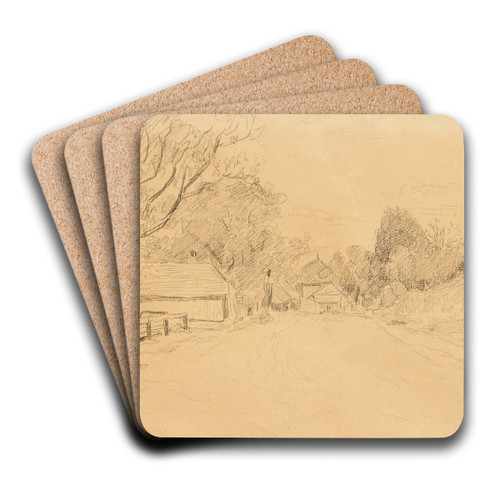 Sketch of a village street by Albert Anker Art Drink Coaster set