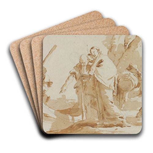 Flight into Egypt: The Embarkment of the Holy Family by Giovanni Battista Tiepolo Art Drink Coaster set